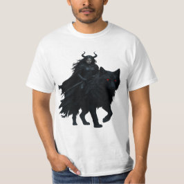Camiseta  Dunkle Kriegerin auf Höllenwolf