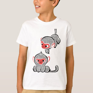 Camiseta Duo de Macacos Asiáticos: Sentados e Escalando