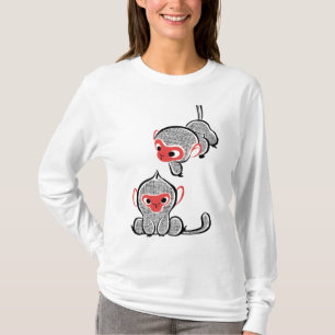 Camiseta Duo de Macacos Asiáticos: Sentados e Subindo