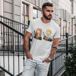 Camiseta Duo de Músicos Violinistas sem Rosto Casal de Músi