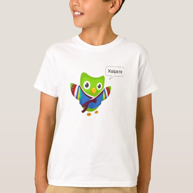 Camiseta Duolingo Grego - T-Shirt Clássico (Frente)