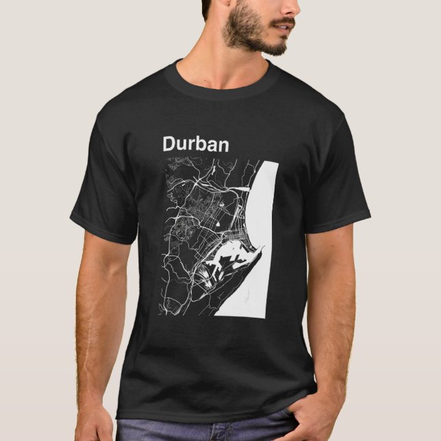 Camiseta Durban South Africa Classic City Map Graphic (Frente)
