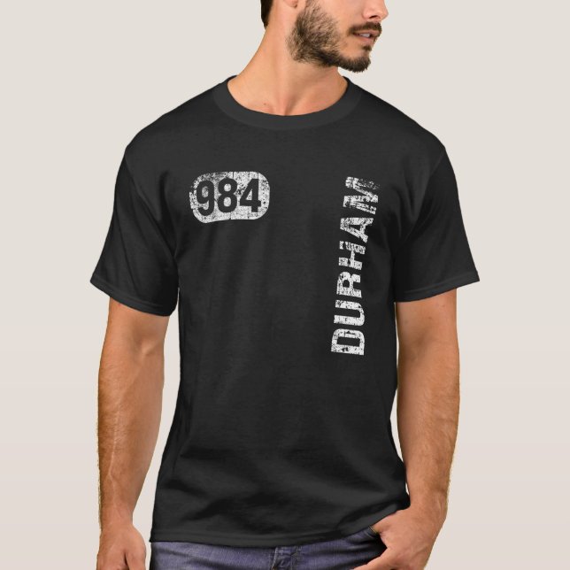 Camiseta Durham North Carolina 984 Area Code Retro (Frente)