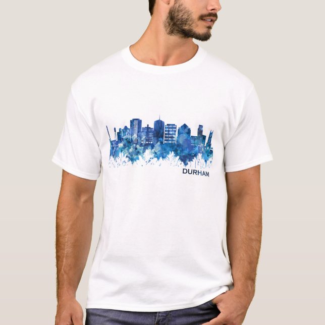 Camiseta Durham North Carolina Azul Skyline (Frente)