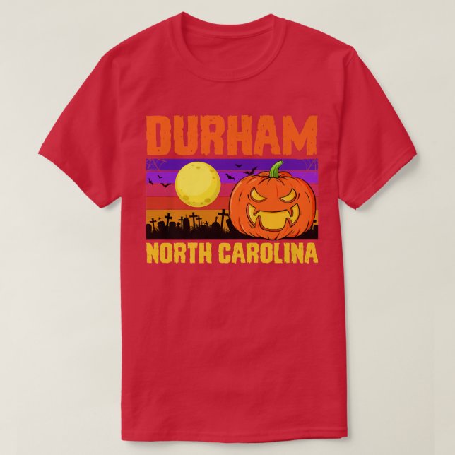 Camiseta Durham North Carolina Happy Halloween Party Local  (Frente do Design)