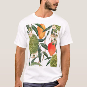 Camiseta Duriano tropical com aquarela, padrão de manga.