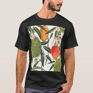 Camiseta Duriano tropical com aquarela, padrão de manga.