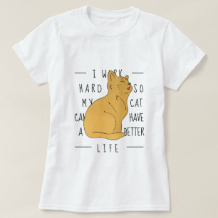 Camiseta Duro De Trabalho Para O Gato - T-Shirt Engraçado