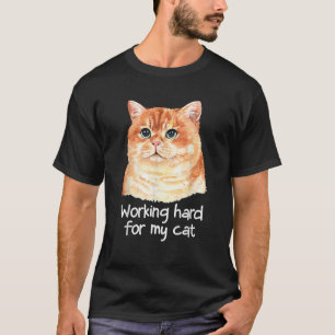 Camiseta Duro de trabalho para o meu gato, laranja, animal 