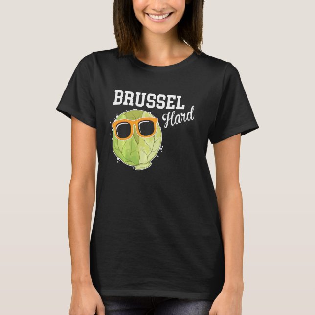 Camiseta Duro Funny Vegan Vegetable Pun Pun Brussel Couve (Frente)