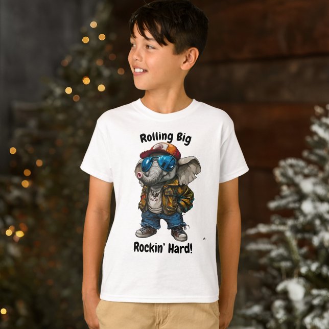 Camiseta Duro Rolling Big, Rockin - Design de Elefante Lega (Criador carregado)