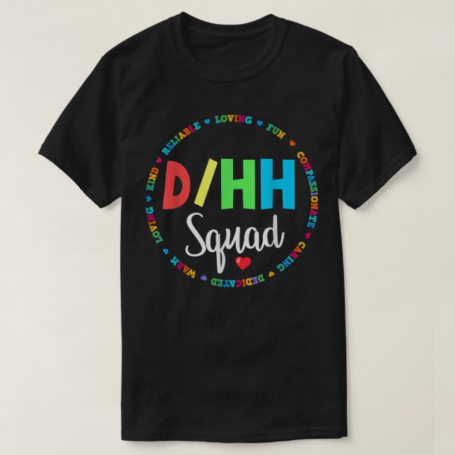 Camiseta Duro surdo de professor DHH com audição ASL Squa (Frente do Design)