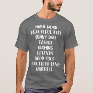 Camiseta Duro Trabalho Família Amigos Comidas Agricultura v