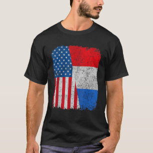 Camiseta Dutch American Flag Half USA Netherlands Root Prou
