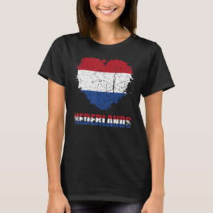 Camiseta Dutch Flag Vintage Heart Graphic Holland Men