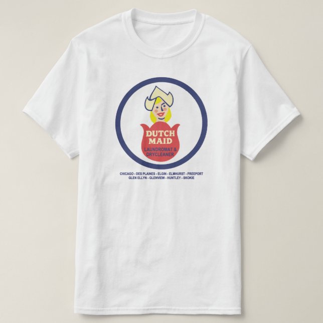 Camiseta Dutch Maid Laundromat e Dry Cleaners, Illinois (Frente do Design)