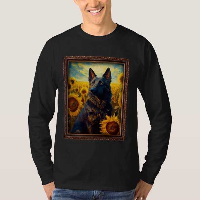 Camiseta Dutch Shepherd Painting Sunflower Flower Mom Women (Frente)