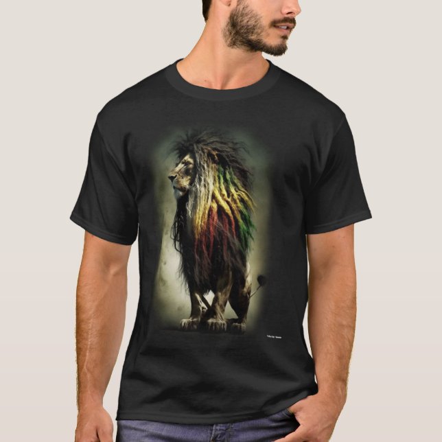 Camiseta DuttyTees Rasta Lion Three (Frente)