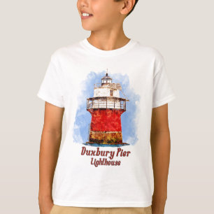 Camiseta Duxbury Pier Lighthouse Watercolor - Massachusetts
