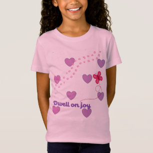 camiseta dwell on joy corações e impressões de pat