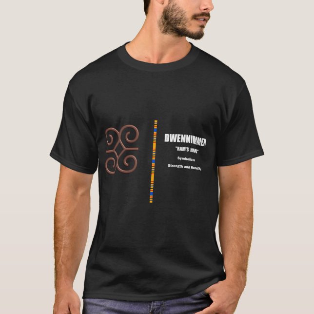 Camiseta Dwennimmen Adinkra African Gana - Símbolos Ilustra (Frente)