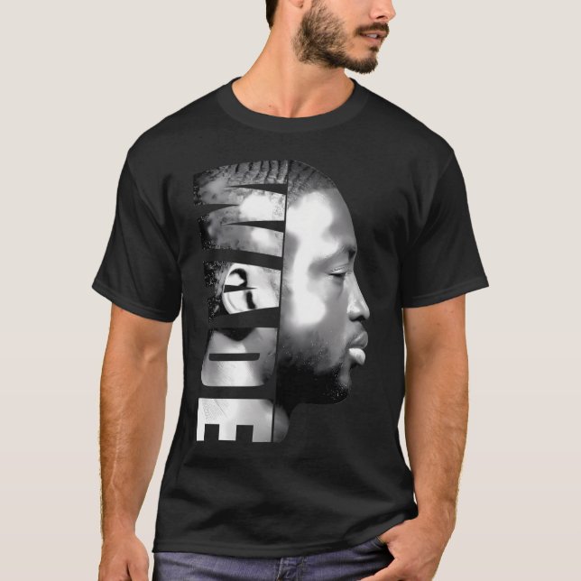 Camiseta Dwyane Wade - Preto Branco (Frente)