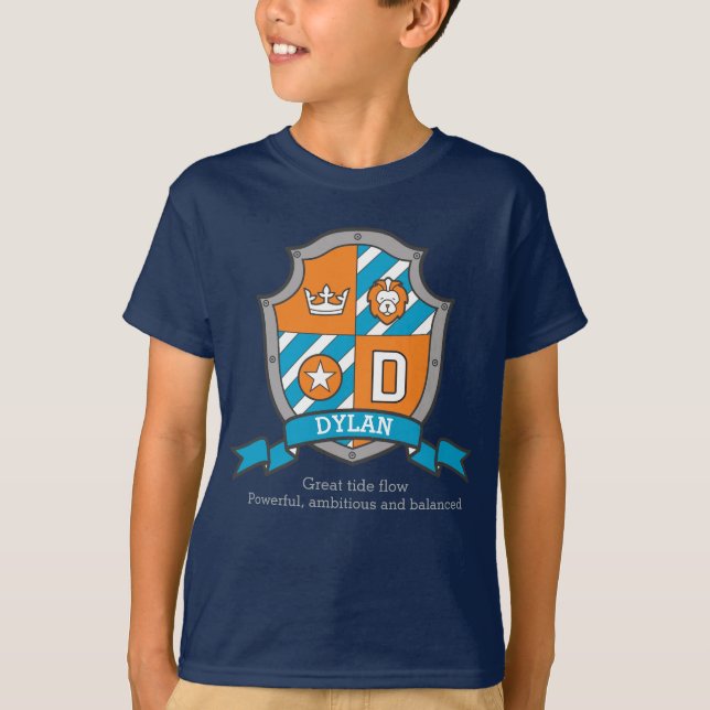 Camiseta Dylan boys D name & significado knights shield (Frente)