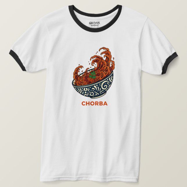 Camiseta Dynamic Chorba Soup Wave Art Moroccan Food Bowl (Frente do Design)