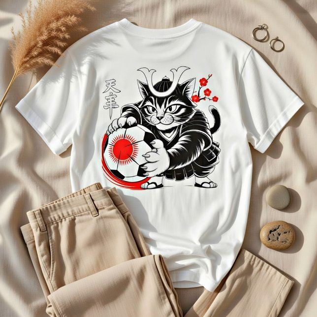 Camiseta Dynamic Japanese Samurai Soccer Cat - Soccer Fans (Criador carregado)