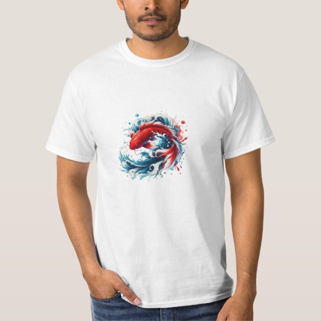Camiseta Dynamic Red Koi Splash (Frente)