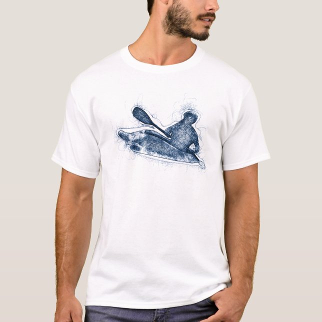 Camiseta Dynamic Whitewater Kayaker Line Art (Frente)