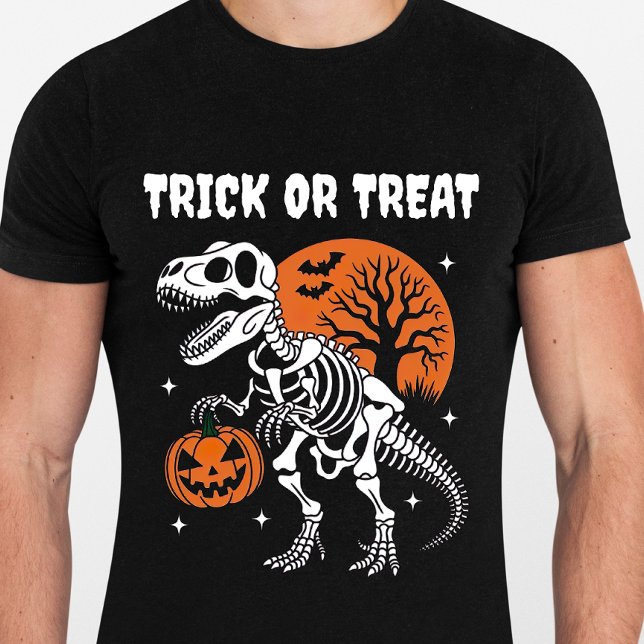 Camiseta Dynosaur Skeleton Trick ou Treine Dia de as Bruxas (Criador carregado)