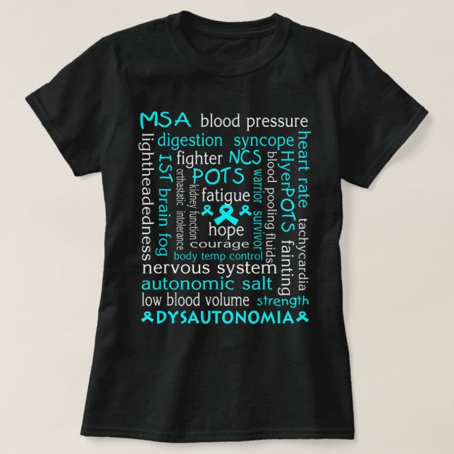 Camiseta Dysautonomia Awareness T-shirt Teal Ribbon Gift18  (Frente do Design)