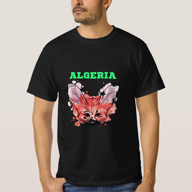 Camiseta DZ Fennec Fox Fã de Futebol da Argélia (Frente)