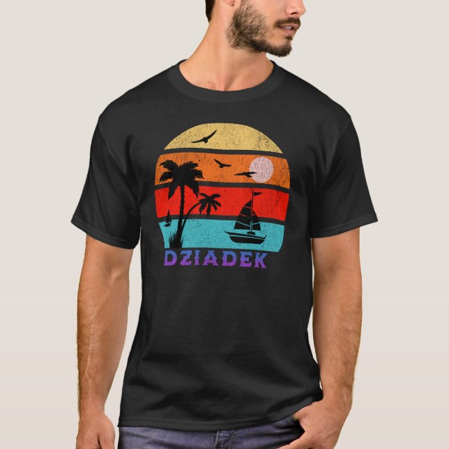 Camiseta Dziadek Retro Sunset Ocean Avô (Frente)