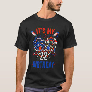 Camiseta É 4 De Julho E Meu 22º Aniversário Divertido Jogad