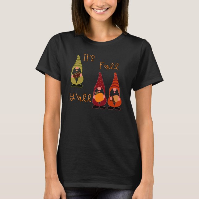 Camiseta É a árvore do outono de vocês, Pumpkin Gnomo (Frente)