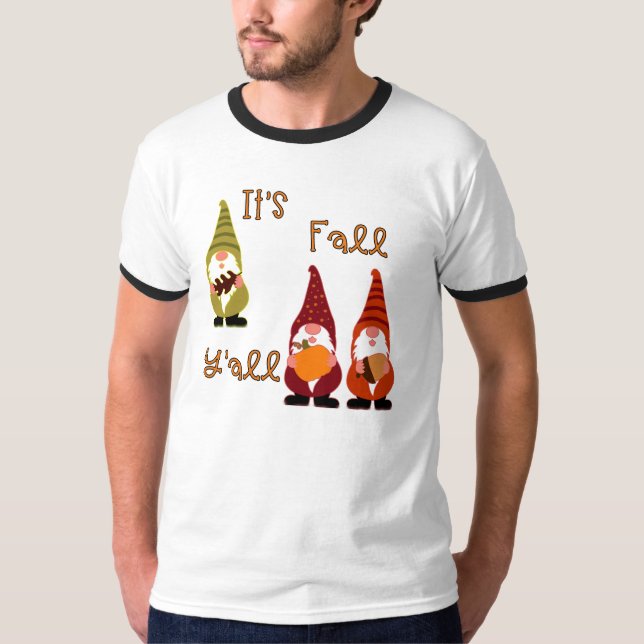 Camiseta É a árvore do outono de vocês, Pumpkin Gnomo (Frente)