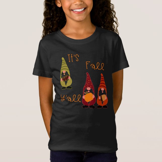Camiseta É a árvore do outono de vocês, Pumpkin Gnomo (Frente)