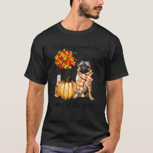 Camiseta É a época mais maravilhosa Pug Cachecol Árvore de