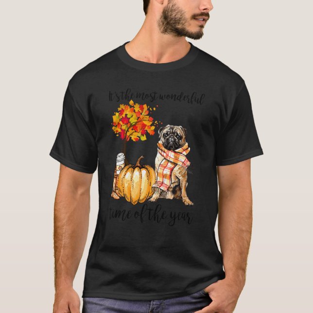 Camiseta É a época mais maravilhosa Pug Cachecol Árvore de  (Frente)