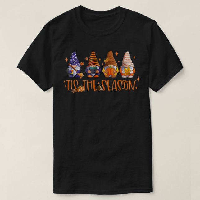 Camiseta É A Época Pumpkin Gnomos Cai Autumn Cute Hal (Frente do Design)