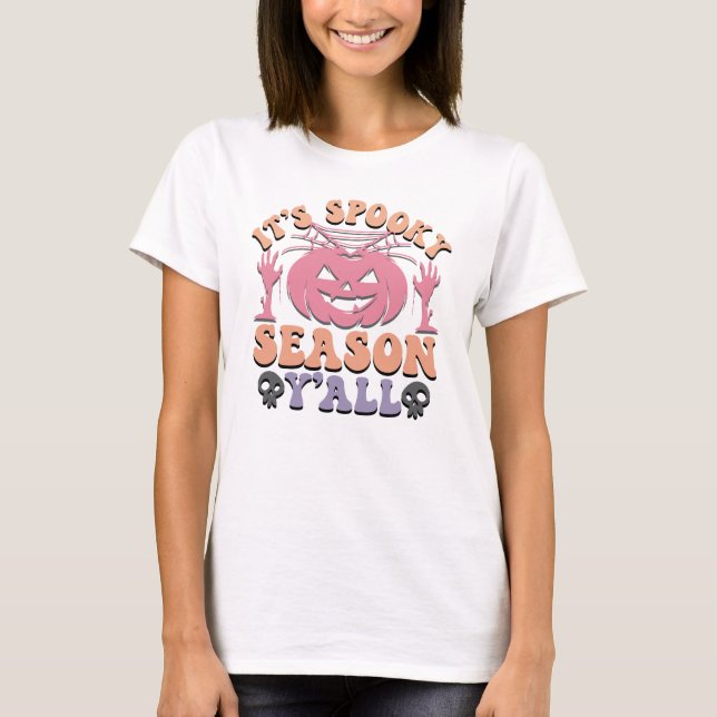 Camiseta É a estação Spooky Y'all | Pumpkin Halloween (Frente)