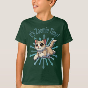 Camiseta É a Hora do Zoomie Gato Marrom Bicolor