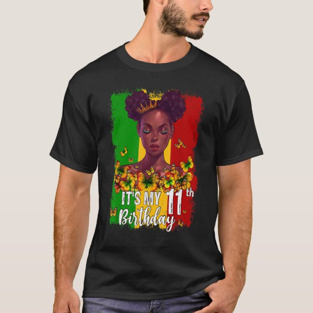 Camiseta É a minha 11 Aniversário de 11 anos Melanina Preta (Frente)