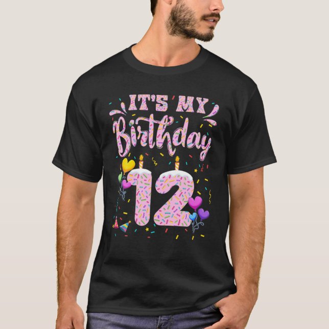 Camiseta É a minha 12 de Aniversário Garota Louca Feliz 12  (Frente)