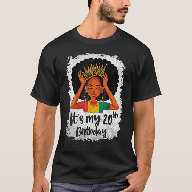 Camiseta É a minha 20 Aniversário de 20 anos Melanina Preta (Frente)