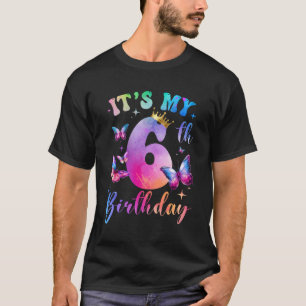 Camiseta É a minha 6 de Aniversário Garotas de Borboleta Fe