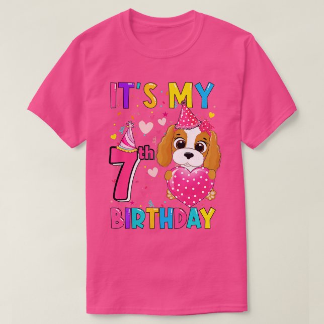 Camiseta É a minha 7 de Aniversário Engraçada Cachorro Aniv (Frente do Design)
