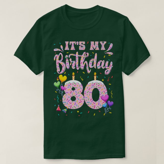 Camiseta É a minha 80 de Aniversário Garota Louca Feliz 80  (Frente do Design)